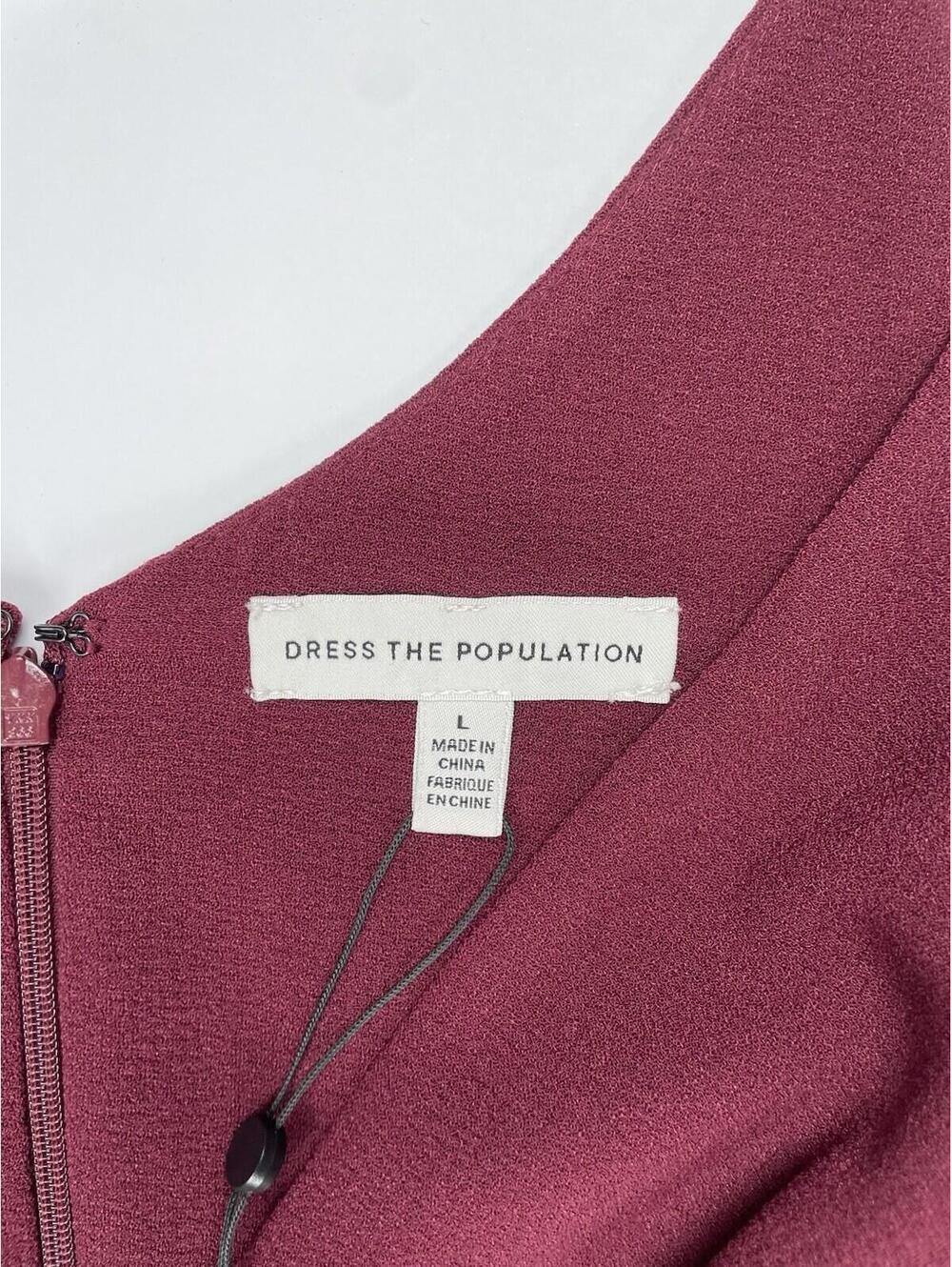 Dress the Population Wine V-Neck Chiffon Midi Dress - Picture 4 of 12